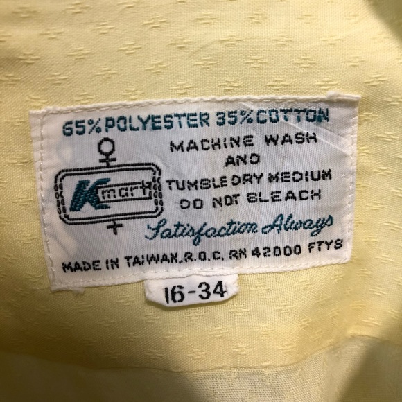 Vintage KMART Men's Shirt Size 16x34 Size XL 1970s - Picture 2 of 2